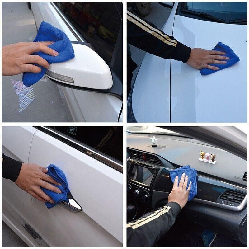 50PCS Blue Microfibre Car Cleaning Cloths 30x30cm Wash Dry Polish Towel Set — image 4