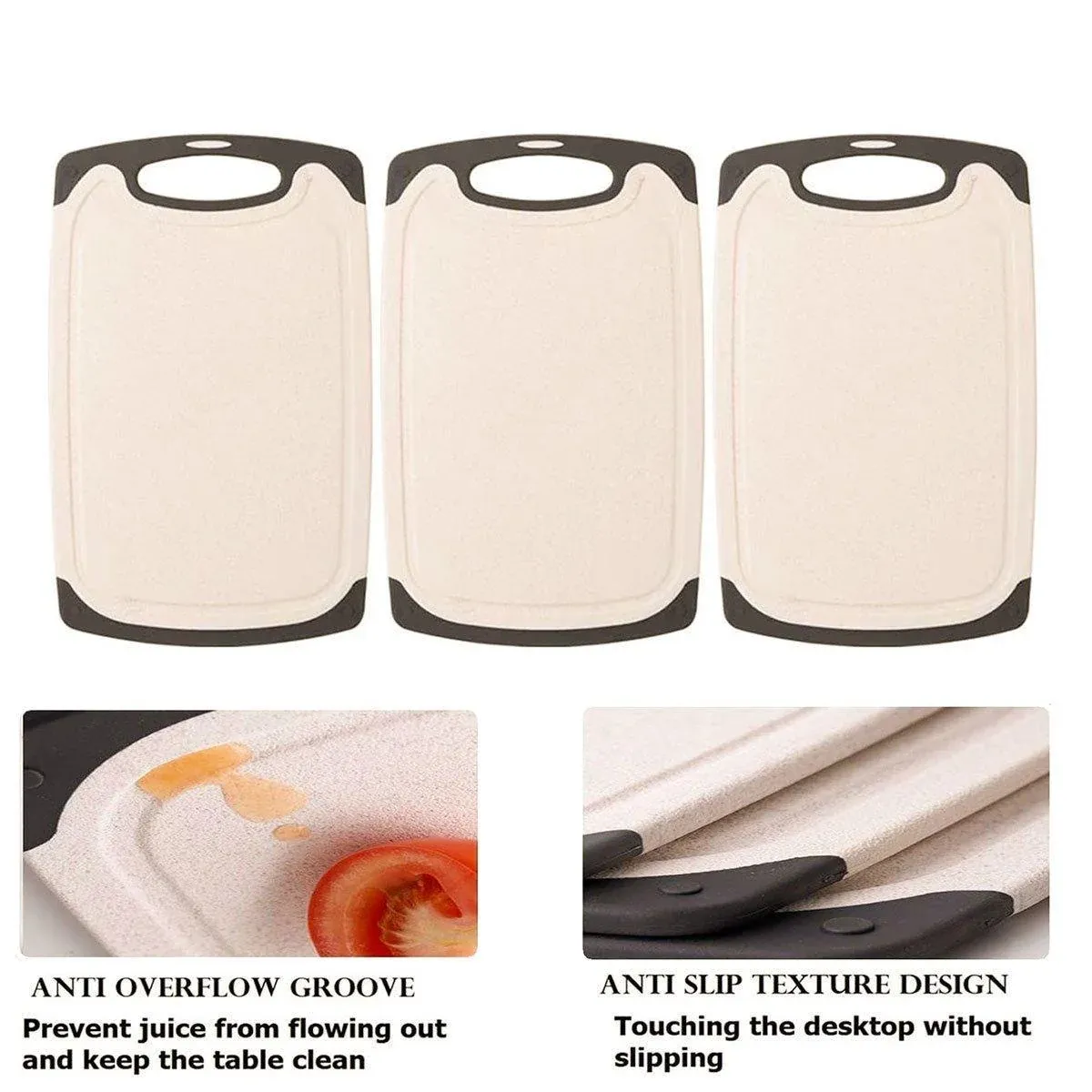 3PCS Wheat Straw Cutting Board Kitchen Chopping Board for Vegetables Meat Fruit โ image 6