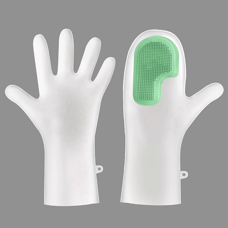 3 Pairs of Green Brush Gloves Integrated Brush Glove โ Multifunctional Cleaning Glove for Kitchen, Dishwashing & Household Tasks