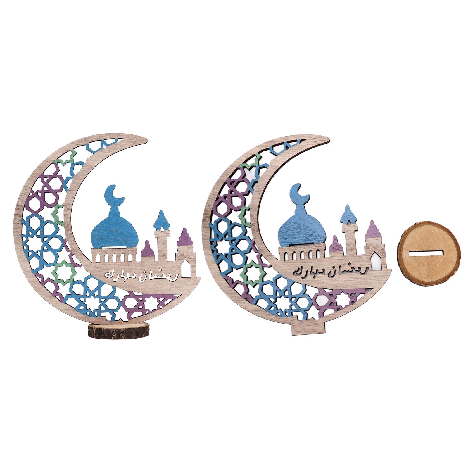 Wood Moon Ornaments Eid Mubarak Moon Decoration Enhances Festival Ambient for Home Restaurant CafeJM00444 — image 6