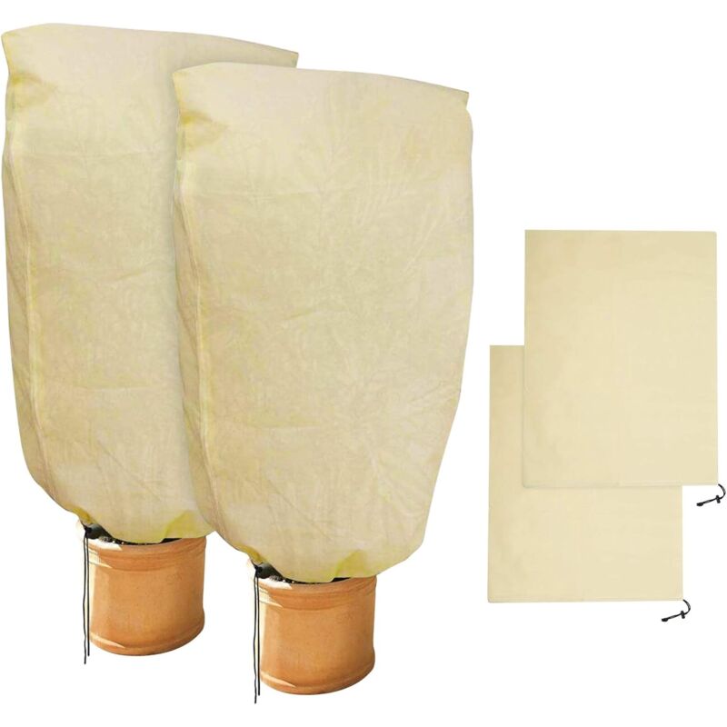 2 Pieces Plant Winter Protection Bags Winter Protection For Potted Plants, Beige, Solid, 100 × 80 Cm — image 4