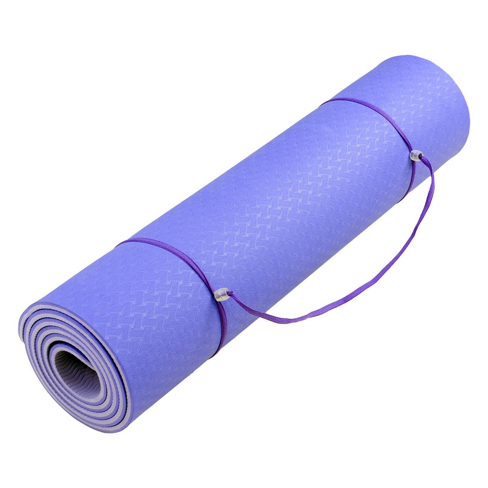Powertrain 8mm Thick TPE Yoga Mat Non-Slip Home Gym Fitness Exercise Pilates Workout Mat with Carry Strap - Light Purple — image 4
