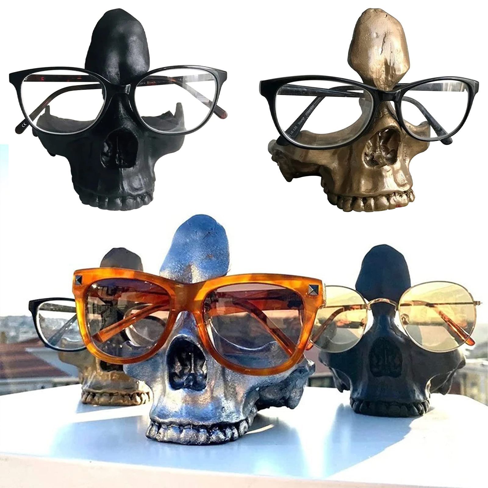 Skull Glasses Holder Sturdy Resin Rich Details Vivic Colors Skull Glasses Stand โ image 6