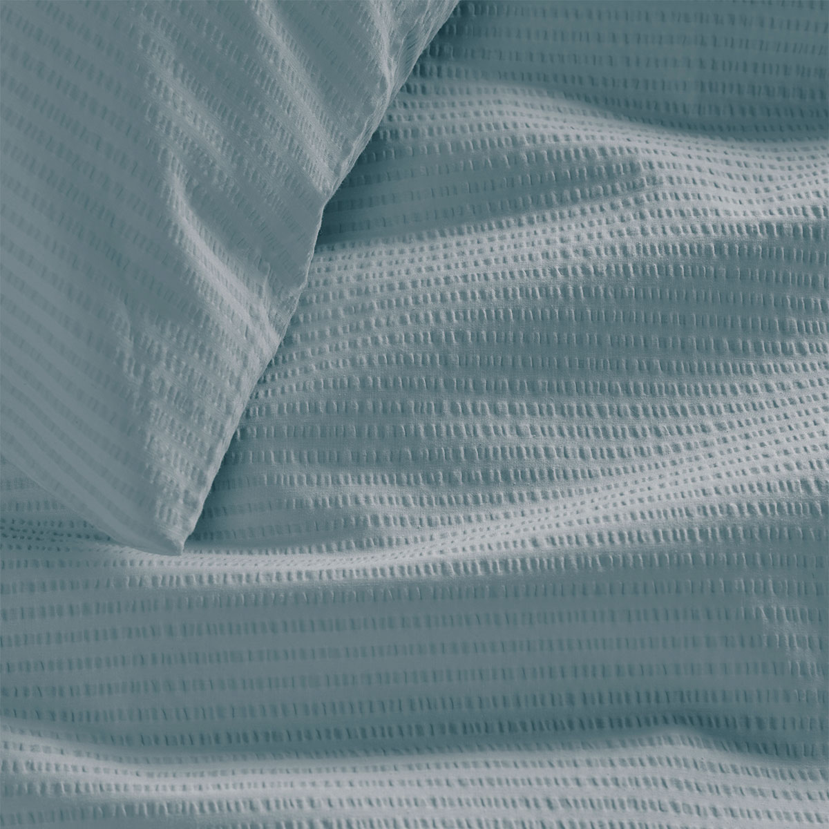 Bedding House Summer Blue Grey Seersucker Cotton Quilt Cover Set King — image 3