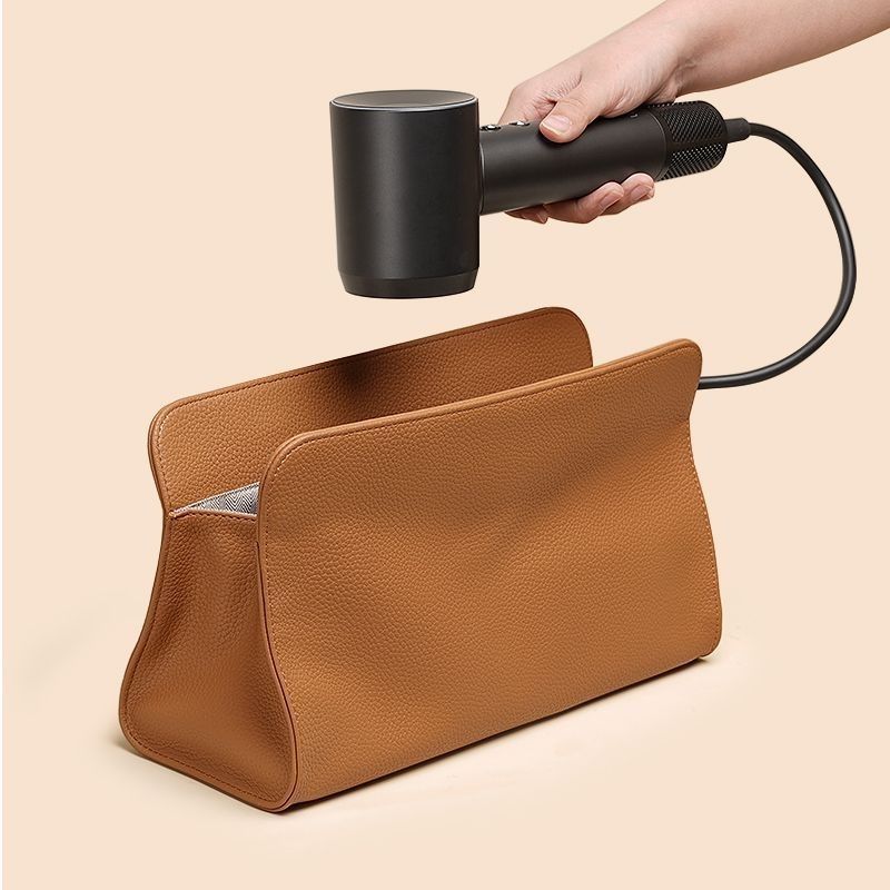 Brown Hair Dryer Storage Bag - Faux Leather Travel Organizer with Magnetic Closure, Waterproof Heat Resistant Pouch for Straighteners Curling Irons and Styling โ image 6
