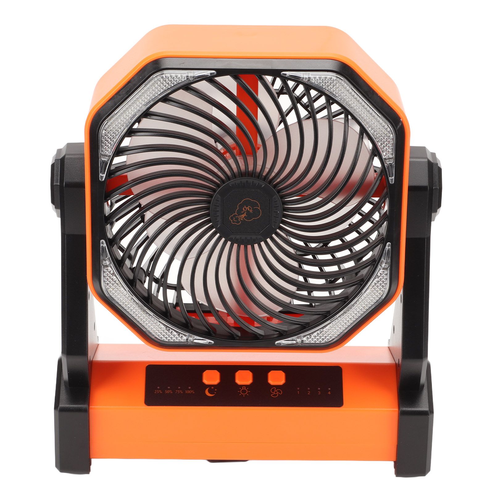 Camping Fan with LED Lantern 4 Levels 270 Degree Pivot Large Air Volume USB Rechargeable Outdoor Tent Fan with Light Hook Orange — image 3