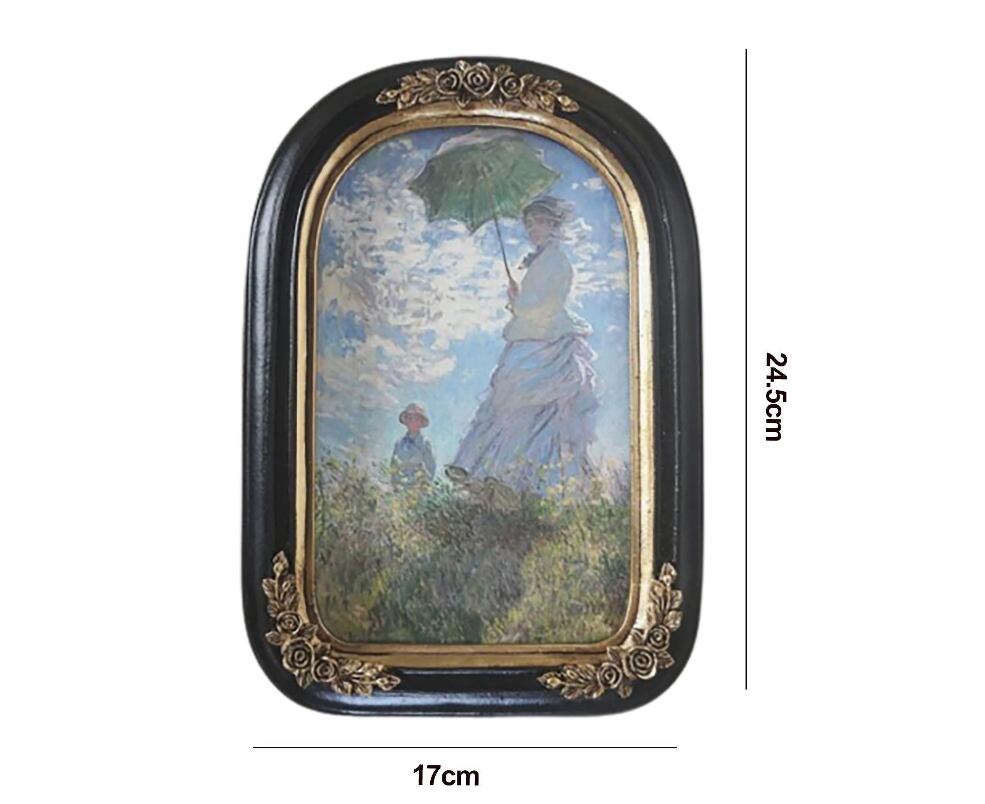 French Vintage Picture Frame Carving Flower Elegant Victorian Resin High Clarity Glass Wall Hanging Art Painting Photo Display Frame Home Decoration - Green — image 2