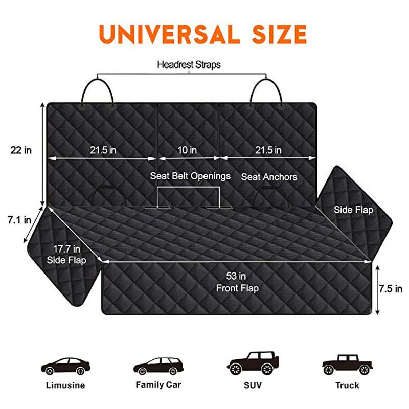 Car Rear Seat Pet Protector Mat Waterproof Dog Cat Back Seat Cover Black — image 5