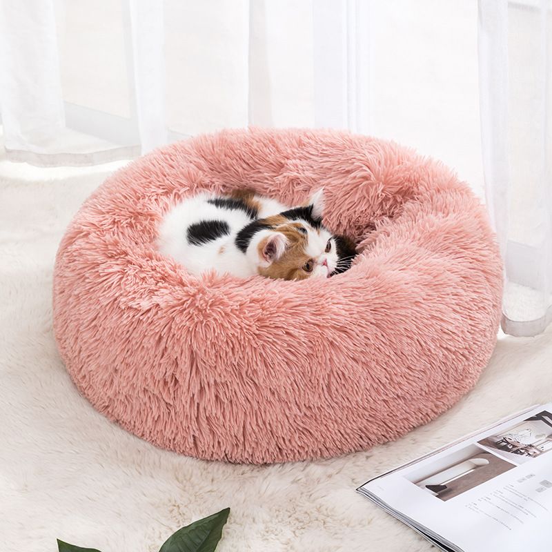 Qianxun pets Round Plush Pet Bed 40 cm Light gray Diameter 70 cm — image 2