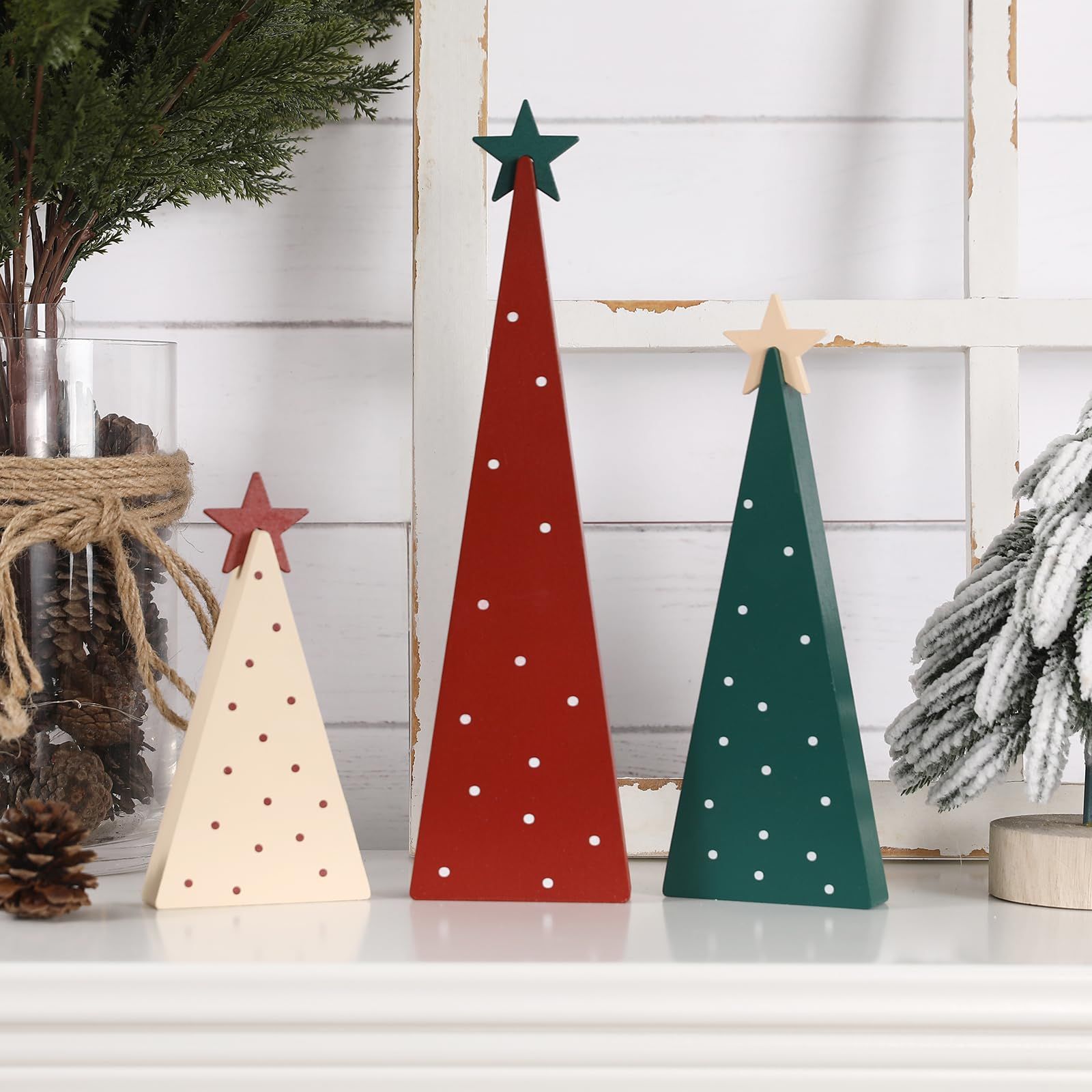 Christmas Decorations-Three Sizes Wooden Tree Sign with Star-Christmas Decorations for Home Shelf Mantel Fireplace Table Party โ image 3