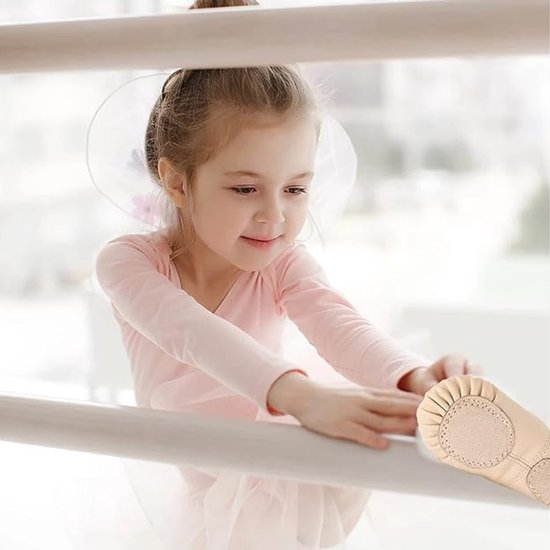 Women's Ballet Shoes – Ballet Shoes for Girls – Beige – Soft PU Leather Dance Shoes with Non-Slip Sole – Suitable for Ballet, Yoga & Home Use – For 8.5 UK — image 3