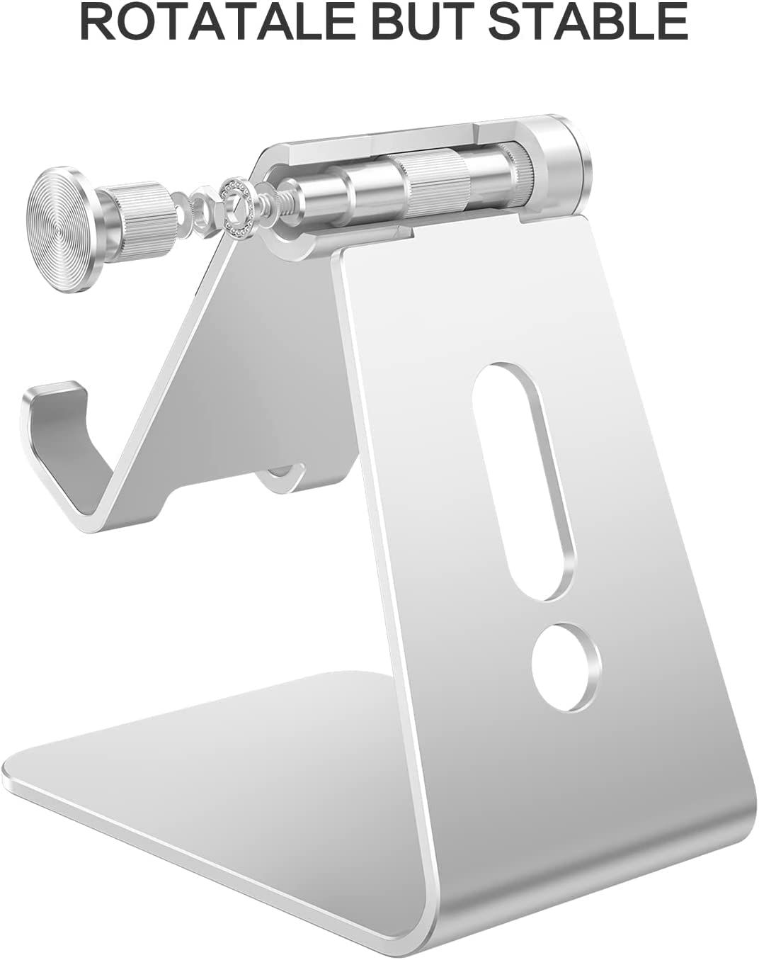 Adjustable Cell Phone Stand, Aluminum Desktop Cellphone Stand with Anti-Slip Base and Convenient Charging Port โ image 4