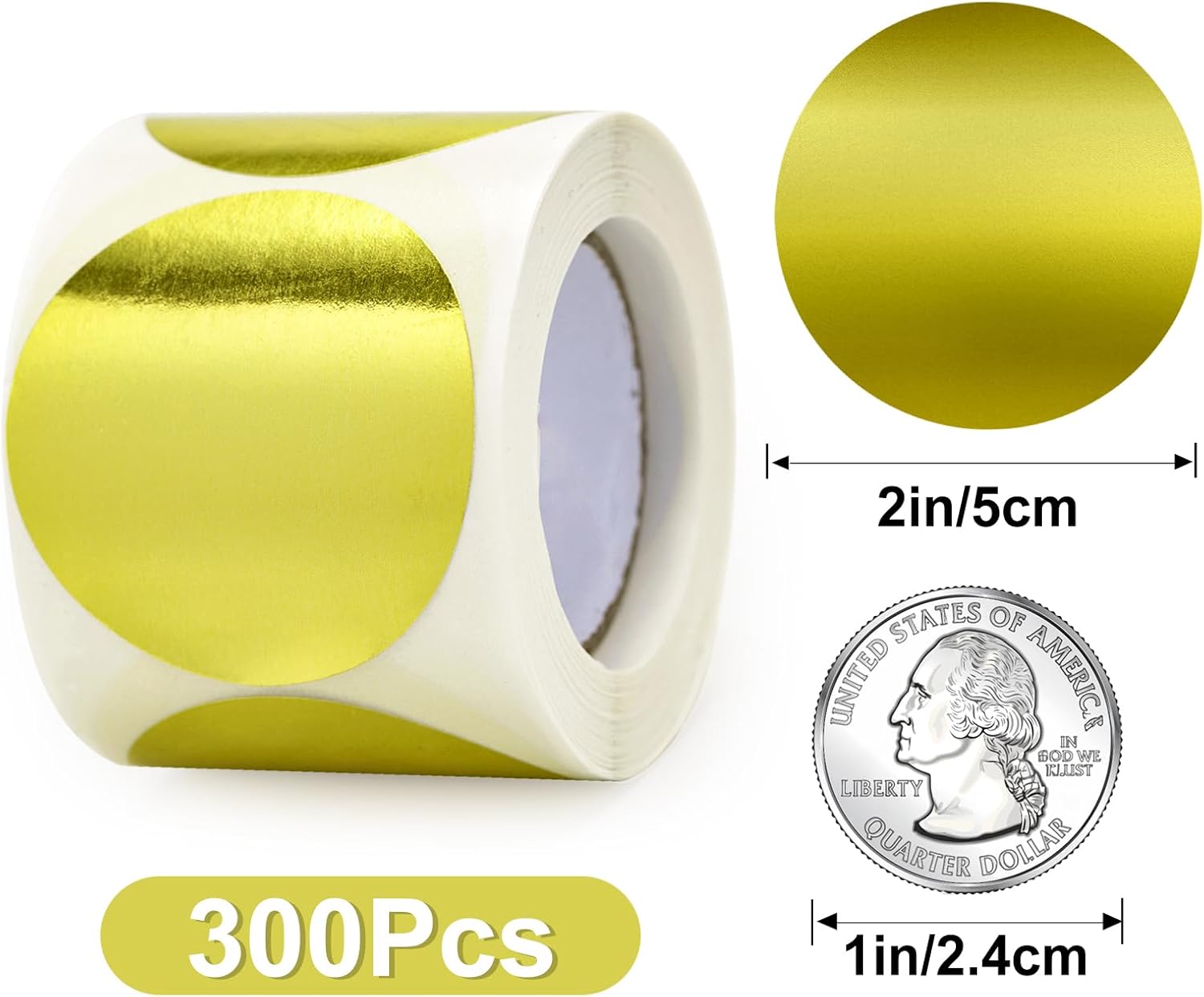Embossing Stickers 300Pcs 2'' Gold Foil Seals Stickers for Certificates Self Adhesive Round Envelope Seal Label Sticker Roll Blank Embosser Stamp Sticker for — image 2