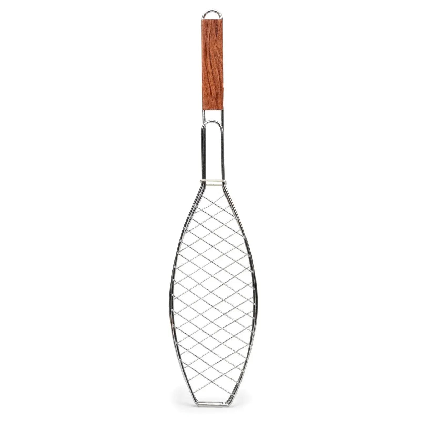 Stainless Steel Folding Fish Grill Basket with Wooden Handle, Non Stick BBQ Grilling Basket for Vegetables, Fish, Meat, Steak, Shrimp, 22.2 × 5.9in — image 2