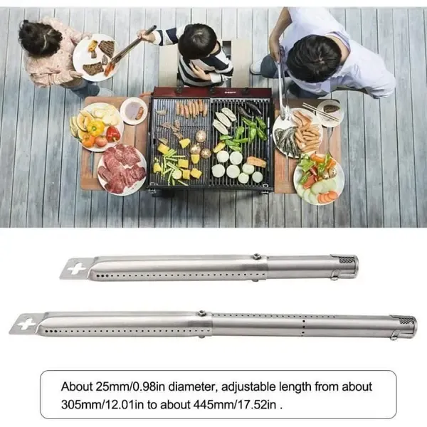4 Pack Adjustable Stainless Steel Gas Grill Burner Tubes for Most Propane Grills, Replacement Parts for Even Heat Distribution, Silver — image 3