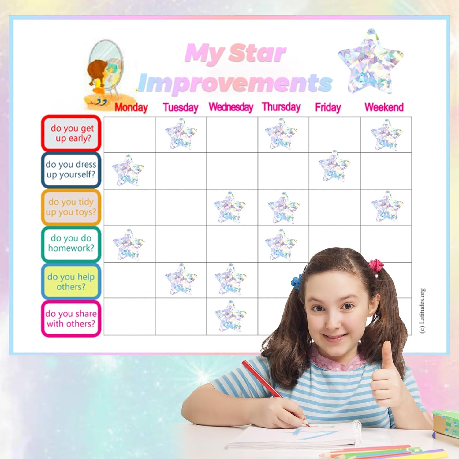 Holographic Silver Star Stickers for Kids Reward - 500Pcs 1.5Inch Shiny Self-Adhesive Metallic Glitter Foil Stickers for DIY Homework School Classroom Teacher โ image 4