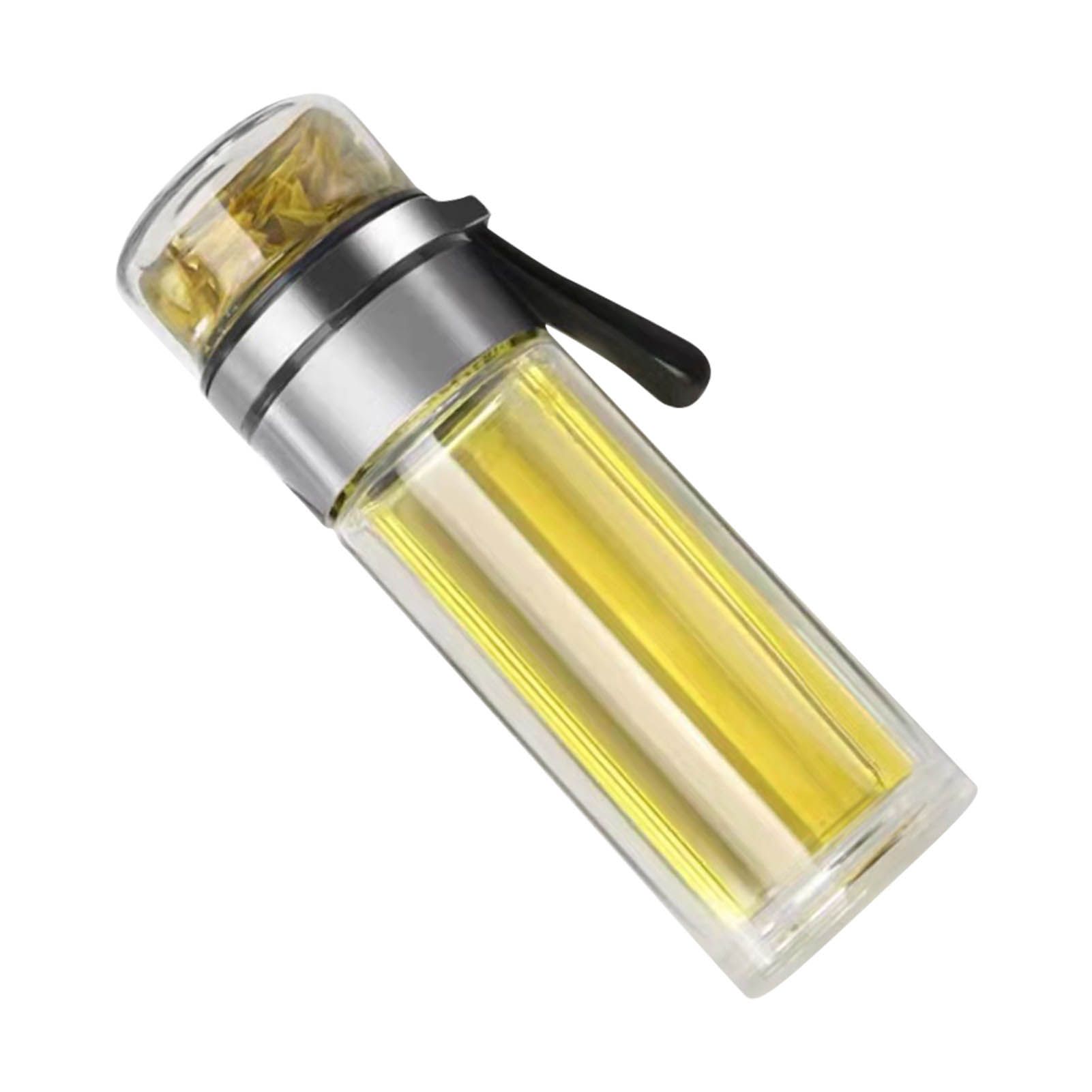 Glass Transparent Tea Bottle Portable Tea Water Bottle Tea and Water Separation Bottle Steel Color — image 2