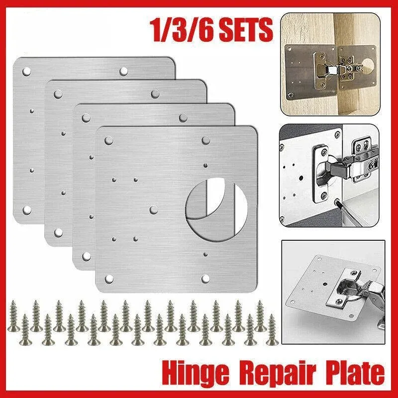 Hinge Repair Plate Rust Resistant Steel Furniture Cupboard Repair Mount Tool - 1SET โ image 2