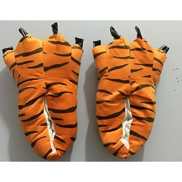 Unisex Animal Paw Clog Slippers Chicken Bird Foot Cow Tiger Giraffe Design, Soft Fleece Lined Non-Slip Sole, Size L 40-45 for Fun Halloween Party and Home Wear โ image 5