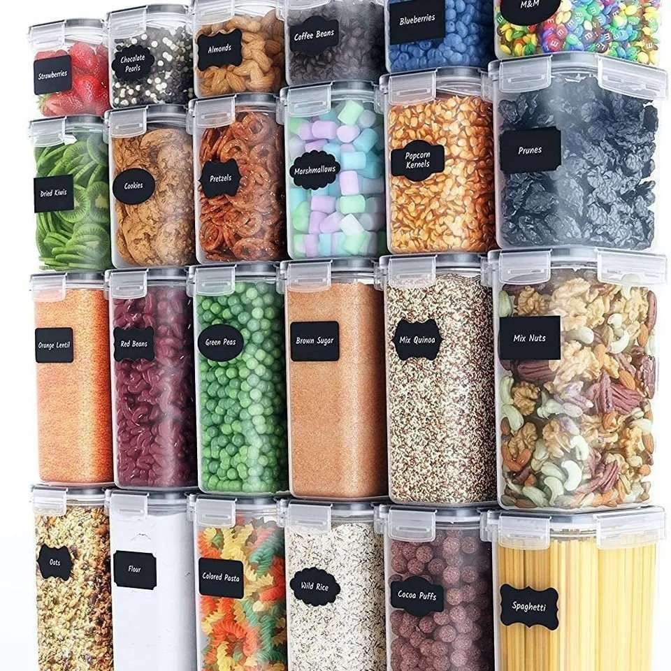 24-Pack Airtight Storage Containers for Organized Pantry, Transparent with Labels — image 5