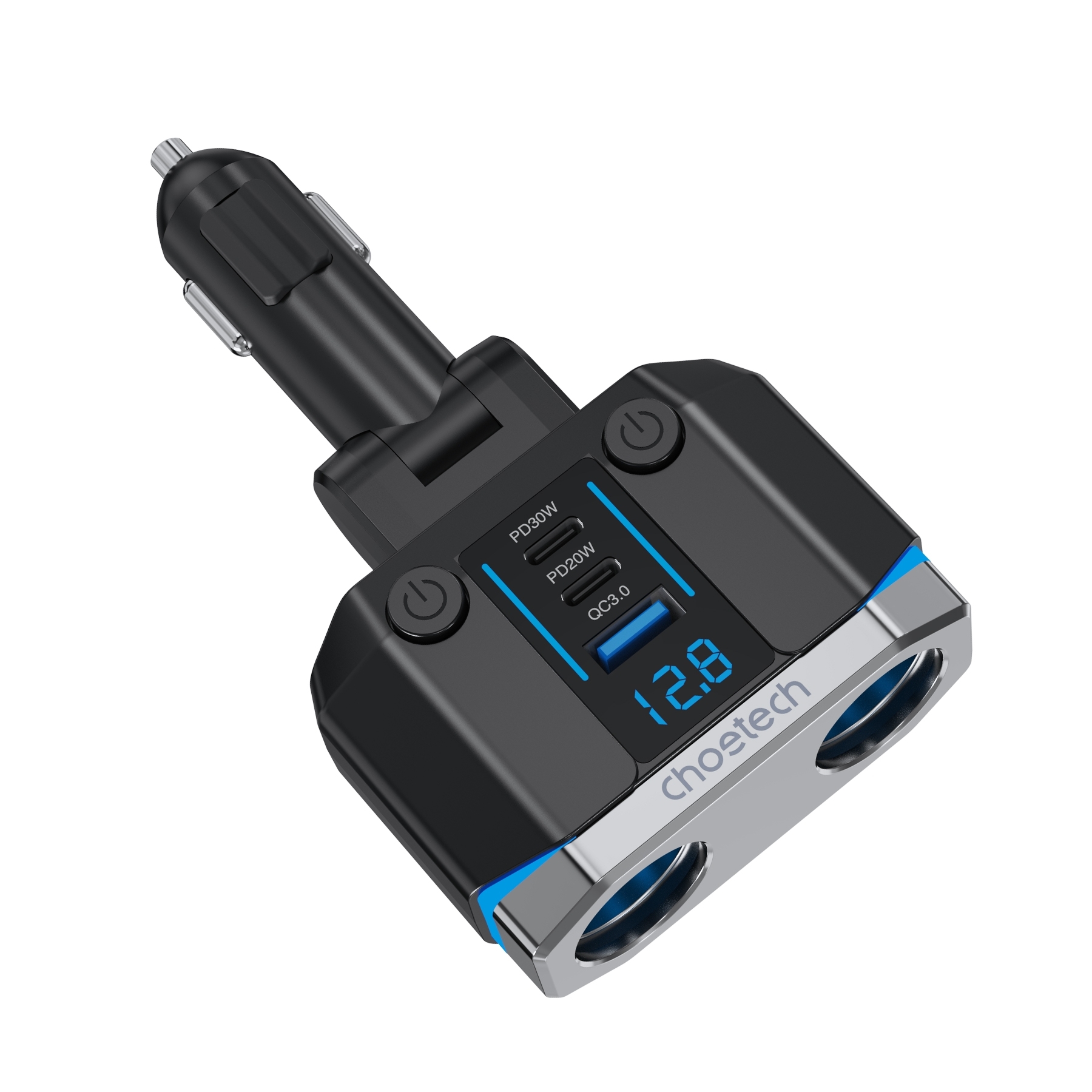 CHOETECH TC0020 45W 2 Sockets + 2x USB-C + 1x USB-A Cigarette Lighter Splitter — image 2