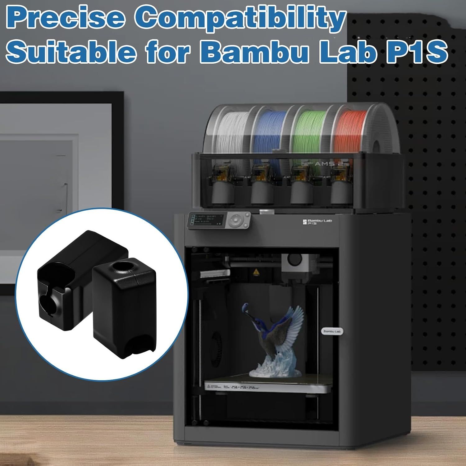 10 Pack Silicone Sock for Bambu Lab P1S, Hotend Heater Block Silicone Cover Nozzle 3D Printer Print Head Boot, Black โ image 6