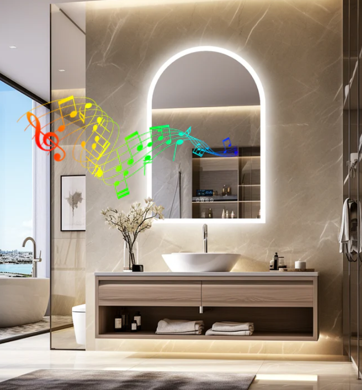 Interior Ave - 90 × 60cm Arched Frameless LED Bathroom Mirror – Bluetooth