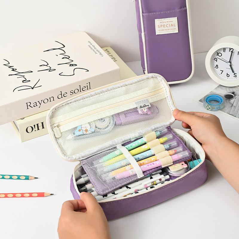 Green Large Capacity Expandable Pencil Case - Multi-Compartment Student Stationery Pouch (Only with pencil case) β image 4