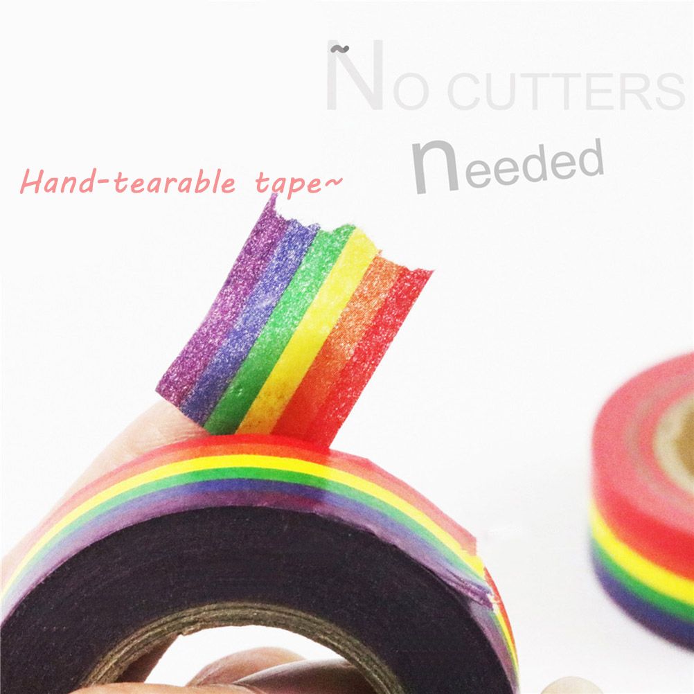 100CM Colorful Rainbow Adhesive Paper Tape School Office Supplies DIY Scrapbooking Stationery โ image 3