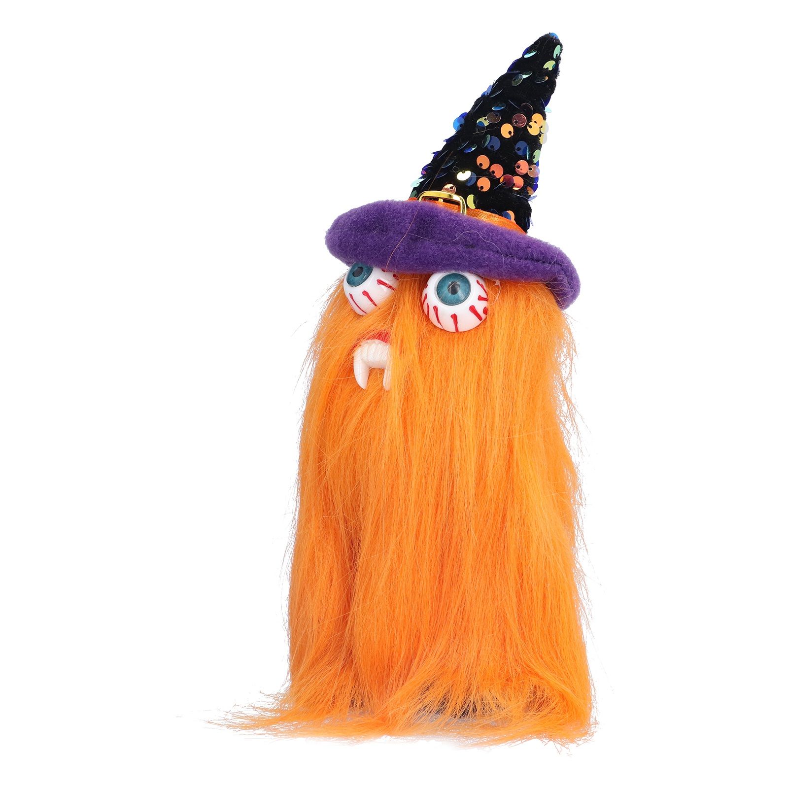Halloween Dolls Ornament Halloween Plush Gnome with Witch Hat and Vampires Tooth for Halloween DecorationsOrange โ image 4