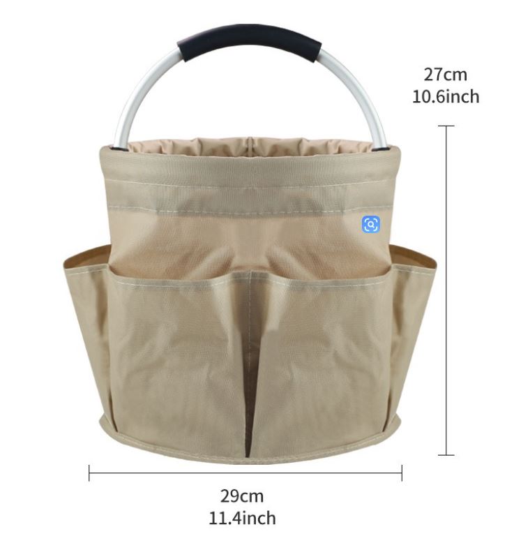 Green Foldable Oxford Cloth Round Picnic Basket with Padded Metal Handle - 6 Pocket Large Capacity Storage Tote for Outdoor Beach and Shopping โ image 6