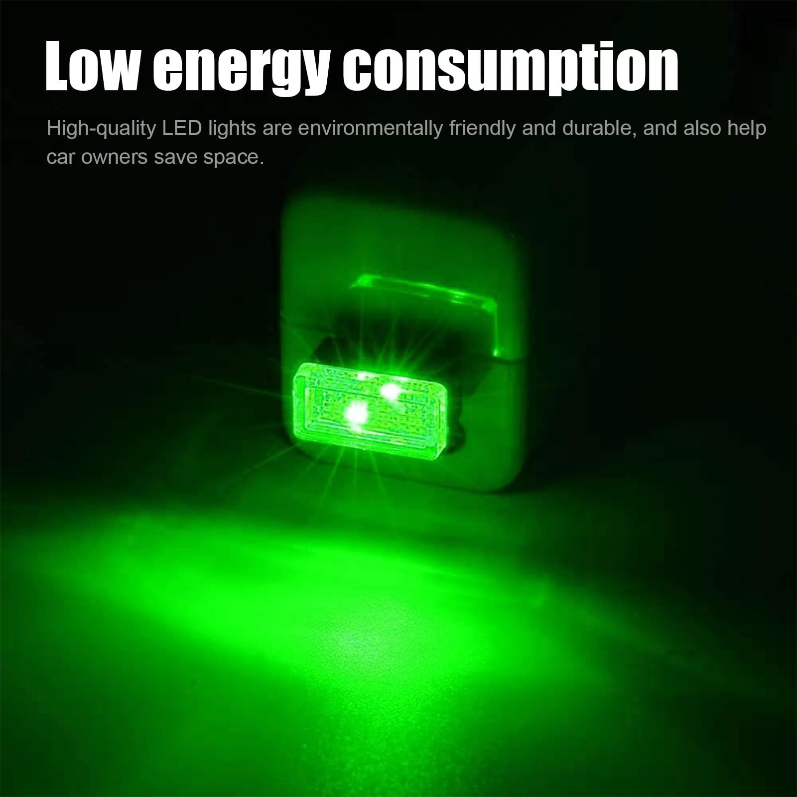 4 PCS USB LED Car Interior Atmosphere Lamp, Portable Mini LED Night Light, Universal Car Interior Accessories (Green) — image 3