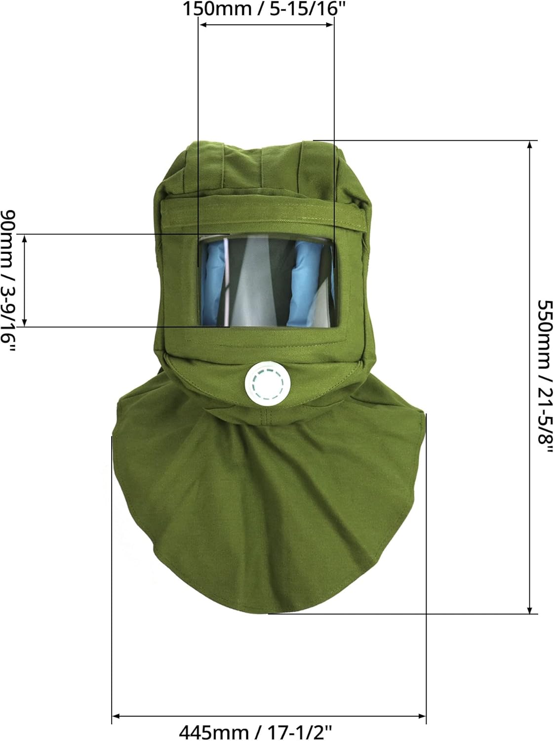 Sand Blasting Hood Cap, Shawl Cap Sandblasting Mask Anti Dust/Wind Sandblasting Tool Mask,Cut/Scratch/Heat Resistant Neck Protector, Green โ image 6