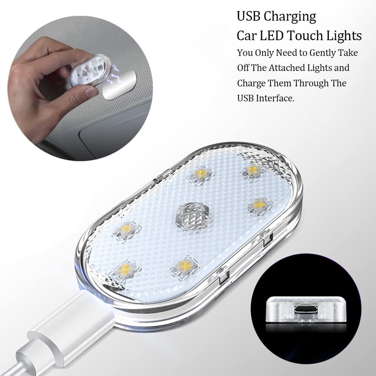 LED Car Lights - 4 Pack - LED Interior Car Lights - 7 Color Ambient Car Lights - USB Rechargeable Car Reading Lights - Portable โ image 2
