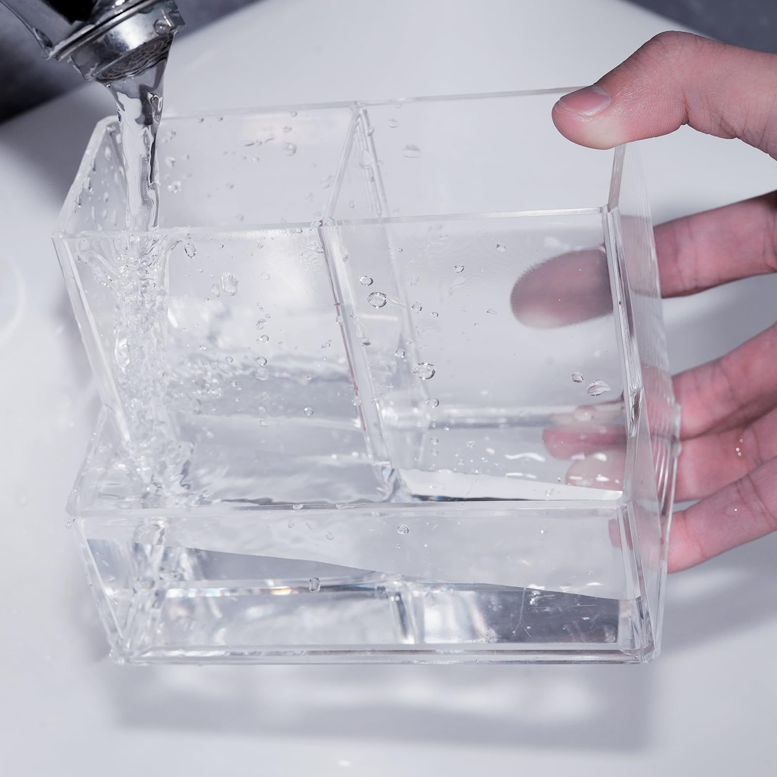 Desktop Clear Pen Holder with 3 Compartments, Acrylic Pencil Holders, Desk Organizers and Accessories โ image 2