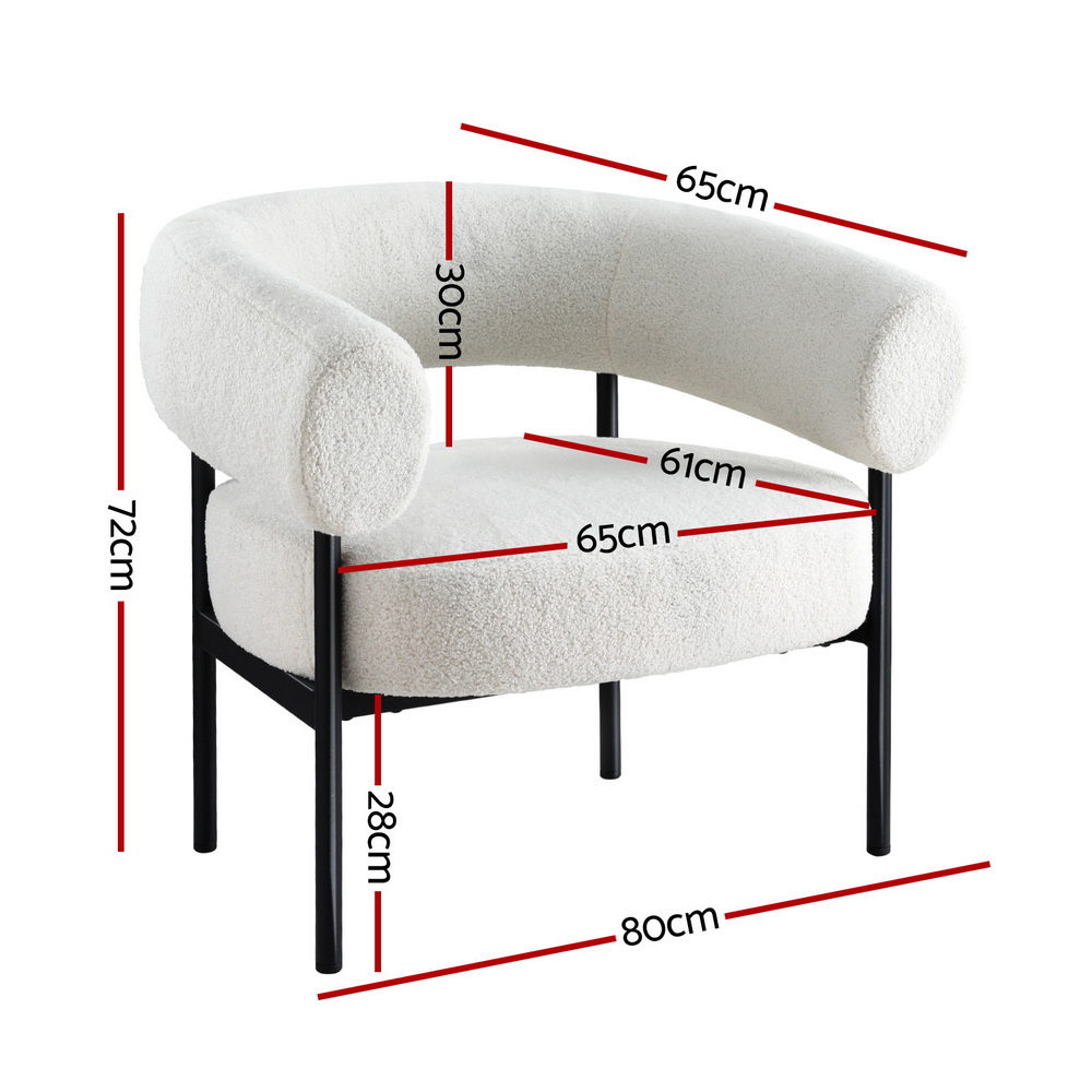 Artiss Armchair Accent Chair Curved Boucle White โ image 2