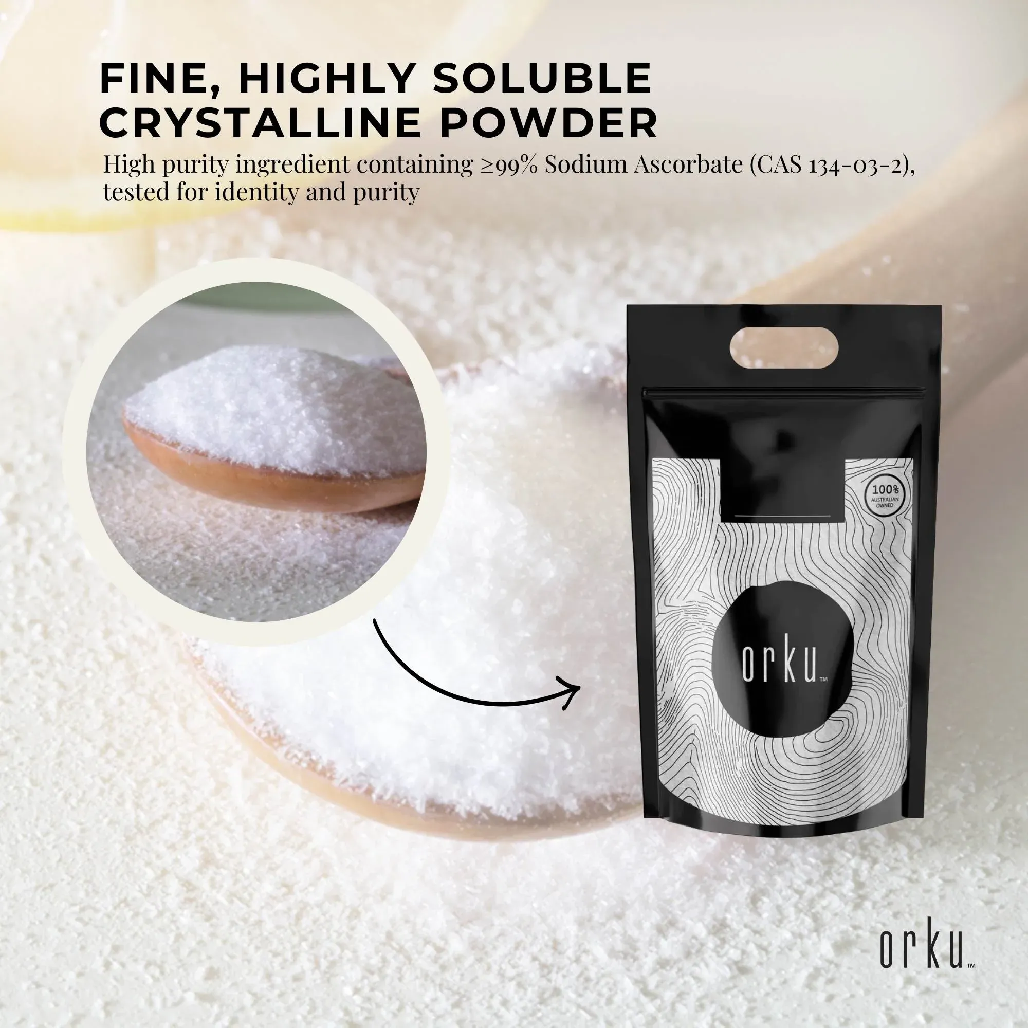 Orku 5kg Sodium Ascorbate - High Purity Soluble Crystalline Powder Ingredient — image 5