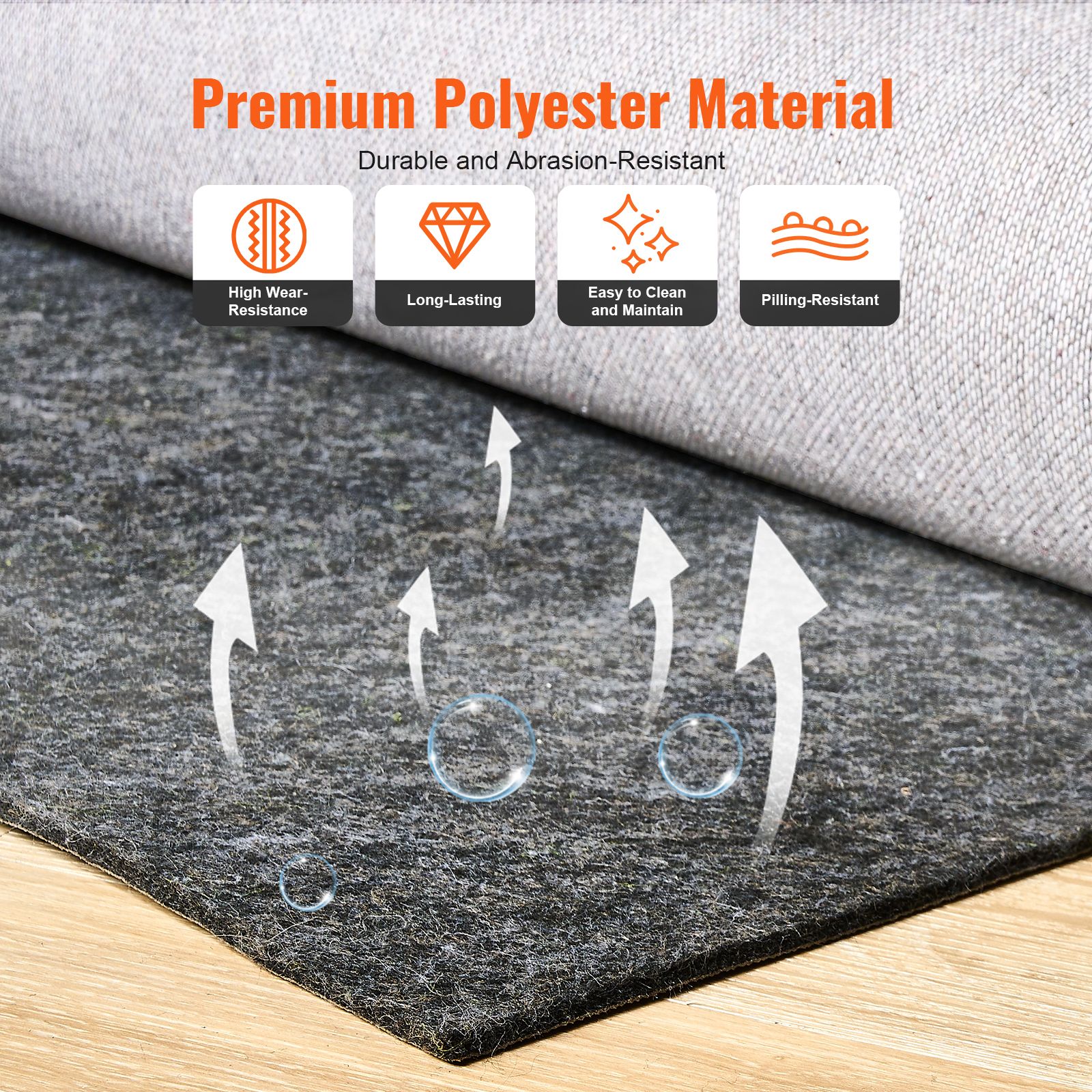 Rug Pad Gripper 9' x 12' Protective Carpet Pad 0.47" Thick for All Floors — image 4