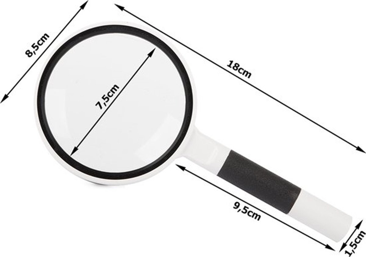 Luxury Magnifying Glass | Reading Magnifier | Handheld Magnifying Glass | Insect Magnifying Glass | 75 mm | 3X Magnification | Black and White — image 3