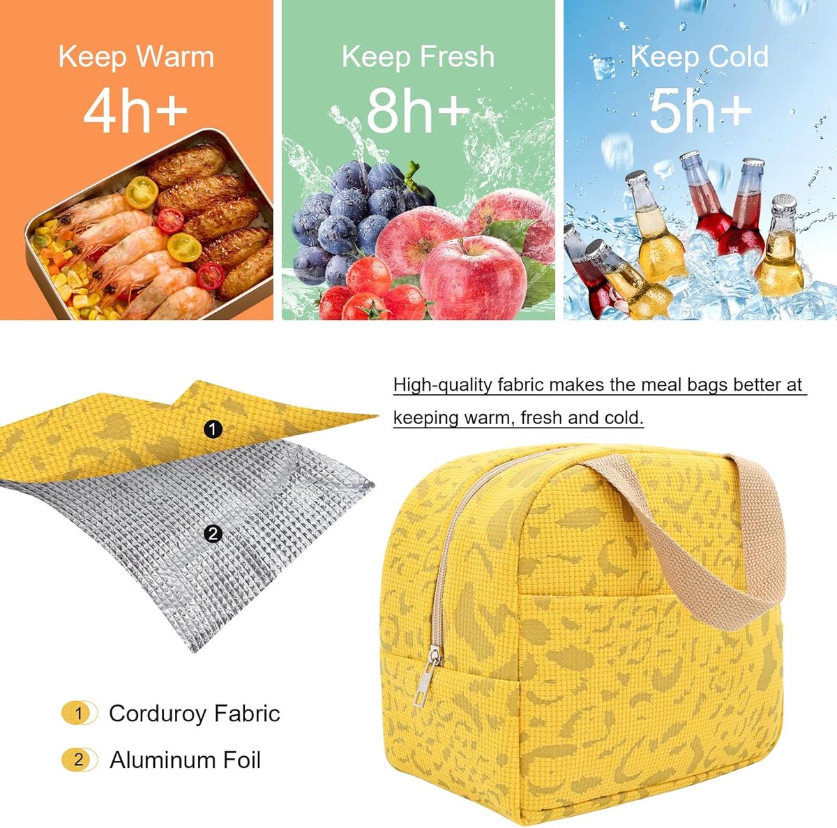 Children's Lunch Bags - Reusable Lunch Bag - Lunch Bags for Women and Men - Mini Insulated Bag 6L - Small Insulated Picnic Bag - For Work, School, Picnics and — image 3