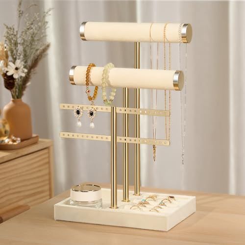 3 Tier Jewelry Organizer Stand for Necklaces, Bracelets, Earrings, Rings, 3 Tier Velvet Bracelet Holder Display | Jewelry Organizers and Storage | Jewelry Tree — image 3