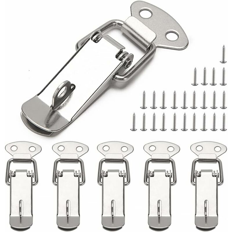 6 pcs Lever Latch Spring Loaded Catch, 72Mm Toggle Spring Loaded Latch With Hook For Cabinet, Box, Drawer, Cupboard
