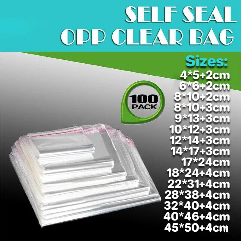 100Pcs Self-Adhesive Clear Opp Cellophane Bags with Air Hole - 8*12+2cm — image 2