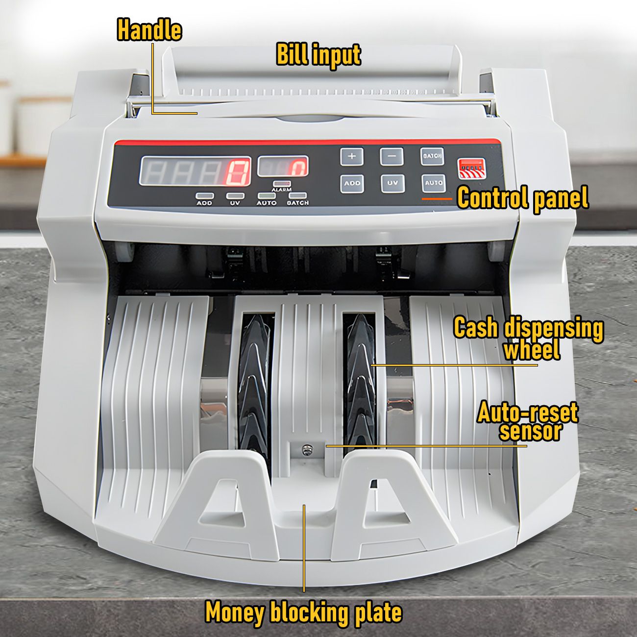Automatic AUD Money Counter Machine with UV/MG/IR Detection, High-Speed Banknote Counter & Digital Display(29.2x24.6x17.8cm) — image 6