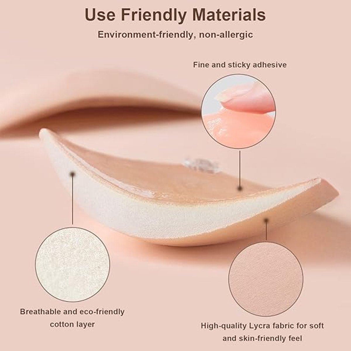 1 round bra cup - strapless invisible silicone - transparent push-up bra - seamless design - front closure - beige - A โ image 3