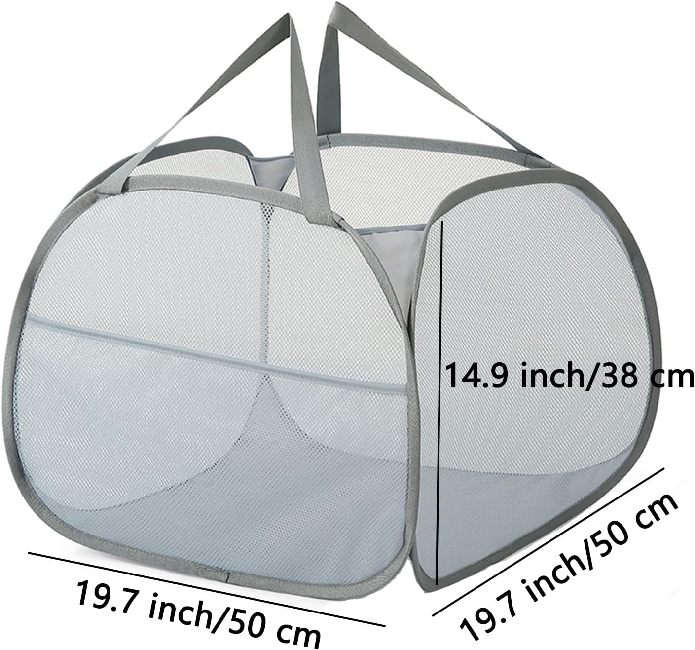 Kimmama Collapsible Mesh Laundry Basket, Foldable Pop Up Laundry Hamper with Side Pocket, Removable Clothes Storage Bin with Handle for Laundry Room, College โ image 2