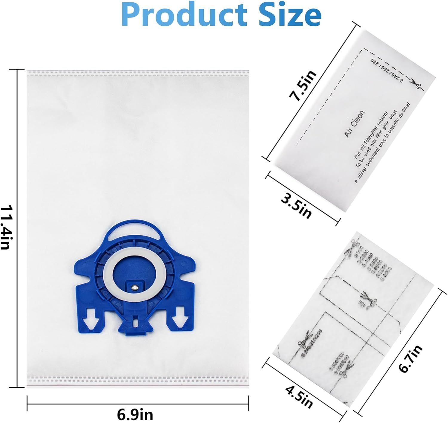 10 Packs 3D Airclean Bags Replacement or Miele GN Vacuum Cleaner Bags it or Miele Classic C2 C3 S2 S5 S8 S400 Series with Motor Protection ilters, AirClean โ image 2