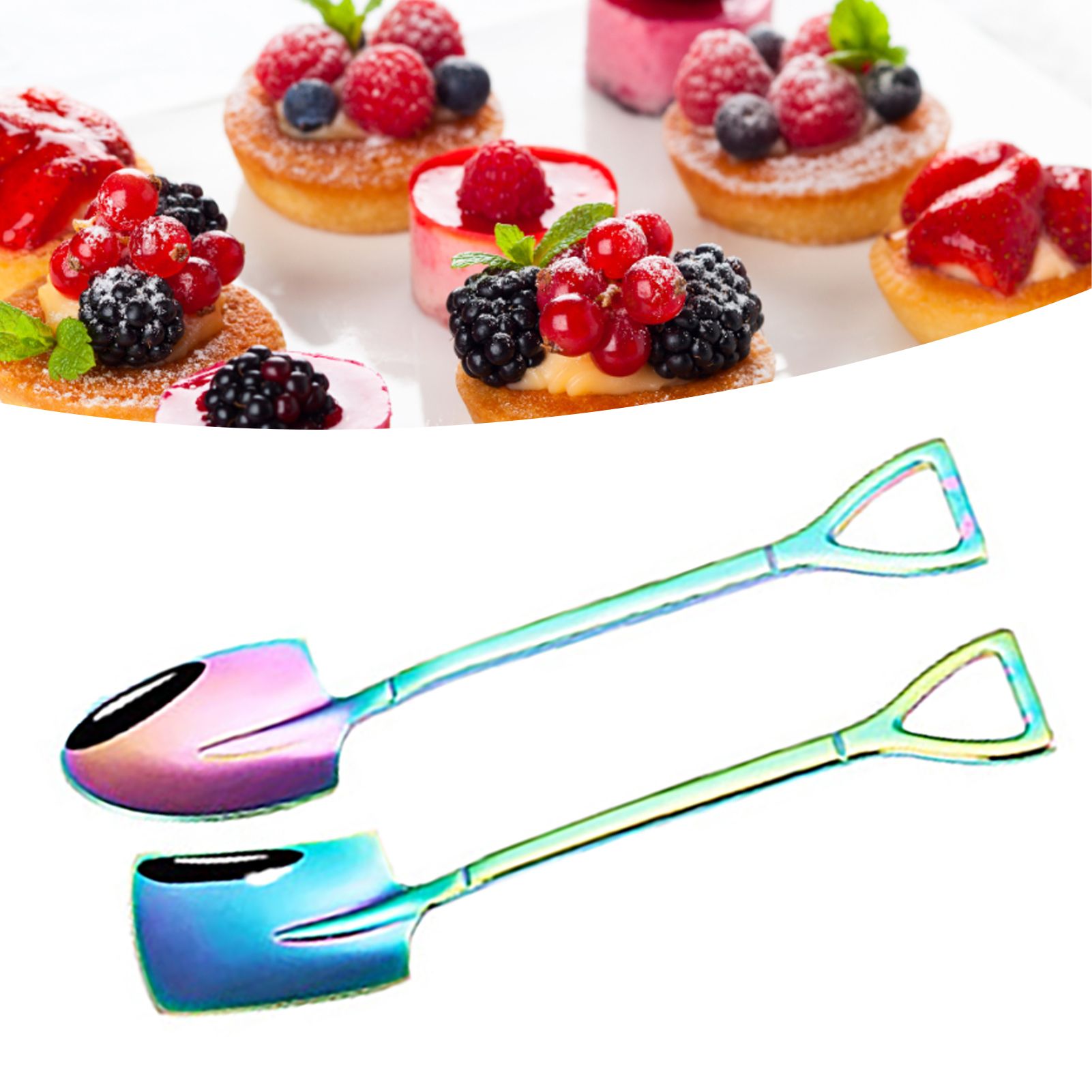 6Pcs Shovel Spoon Set 15cm Stainless Steel Square Shovel Spoon and Pointed Shovel Spoon Set for Home Outdoor Office Colorful โ image 5