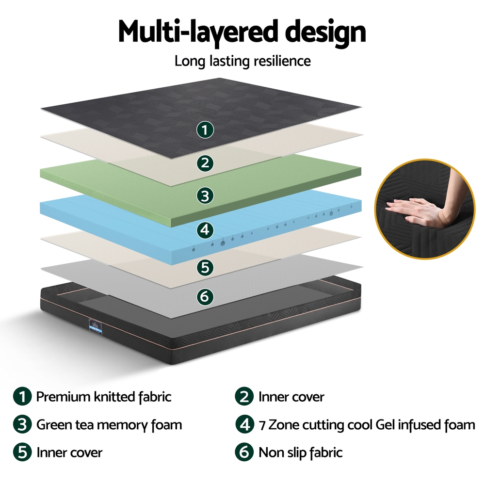 Giselle 18cm Memory Foam Mattress Green Tea Foam Cool Gel Foam Mattresses King โ image 5