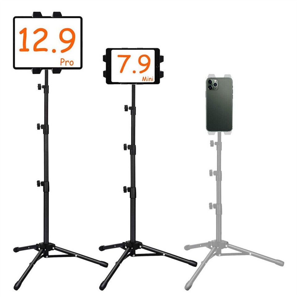Adjustable 4.7-12.9" Stable Tripod Floor Stand Lazy Tablet Mount Holder for iPad — image 5